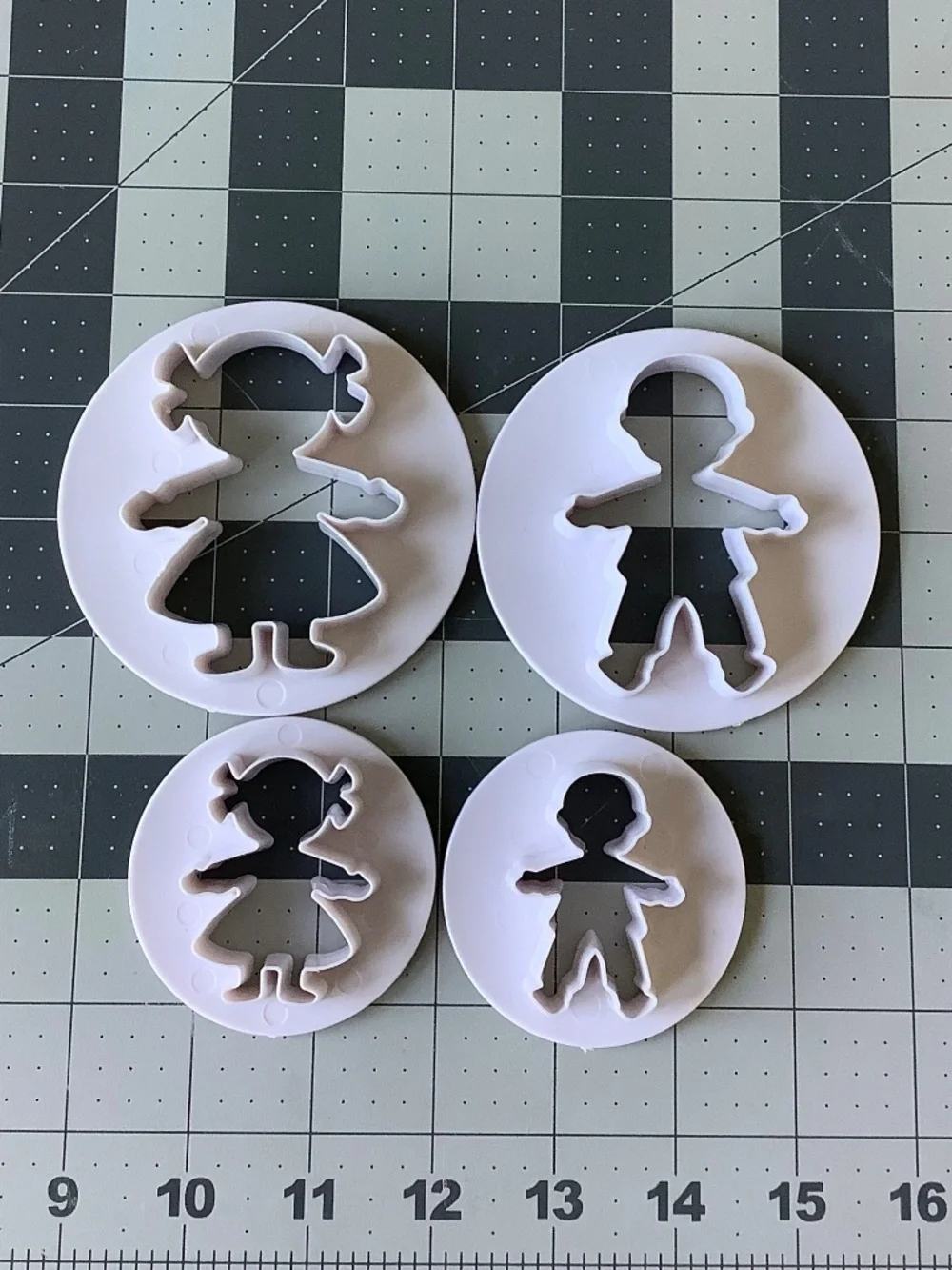 Set of 4 Boy & Girl Cookie Cutters – 2 Sizes Fondant Clay Baking Molds